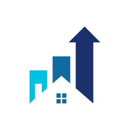 home chart up arrow logo icon vector flat concept designのイラスト素材