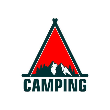 camping mountain out door logo icon flat vector concept designのイラスト素材