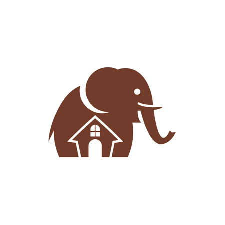 home house residence elephant logo icon flat vector concept designのイラスト素材