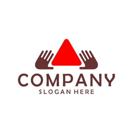 red triangle hand logo icon flat vector concept designのイラスト素材