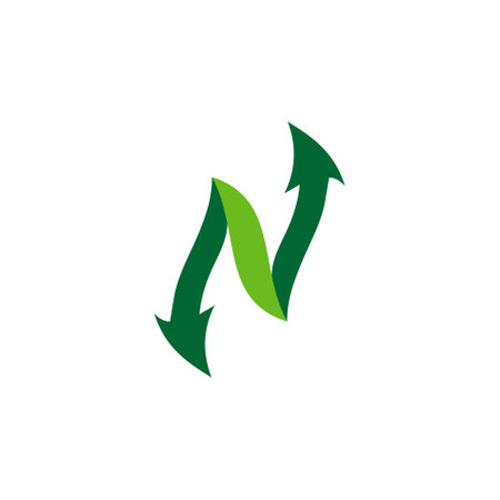 letter N green arrow logo icon vector graphic designのイラスト素材
