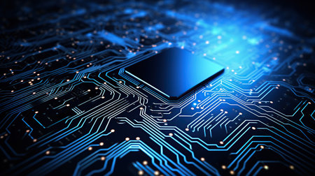 Modern digital computer circuit technology data. AI generatedの素材