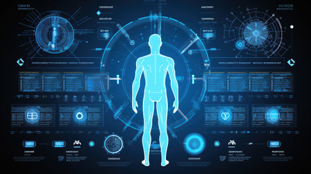 Anatomy human body robot digital circuit technology.AI generatedの素材