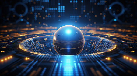 abstract digital ball technology background. AI generated imageの素材