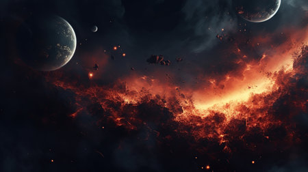 Outer space galaxy planet background. AI generated imageの素材