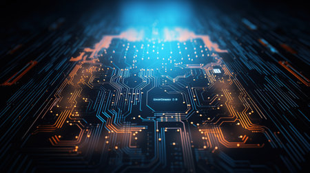 Circuit Computer Processors chip technology. AI generated imageの素材