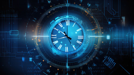 Abstract futuristic time technology background. AI generated imageの素材