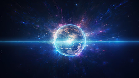 Outer space galaxy planet background. AI generated imageの素材