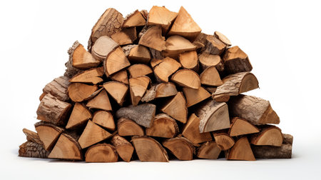 Cut Logged wood close up view isolated background. AI generated imageの素材