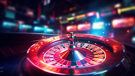 Roulette wheel casino on light illumination. AI generated imageの素材
