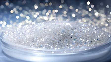 Cosmetic transparent Glitter nail polish isolated on white background. AI generated imageの素材