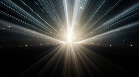 Glitter sparkles rays lights bokeh blur abstract background.AI generated imageの素材