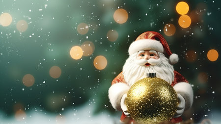 Cute Santa Claus Christmas isolated glitter blur forest background.AI generatedの素材