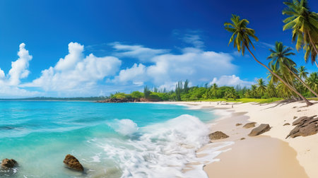 Beautiful landscape of tropical beach. AI generated imageの素材