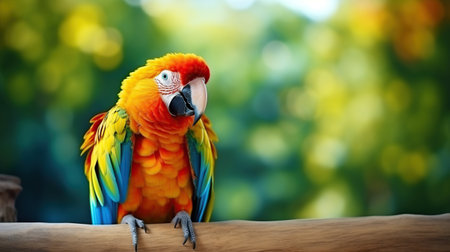 Portrait Colorful parrot bird on blur background. AI generated imageの素材