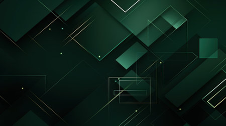 Abstract rectangular box geometric green background. AI generated imageの素材