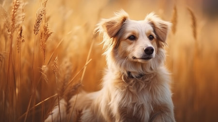 Portrait dog pet animal isolated nature background. AI generated imageの素材