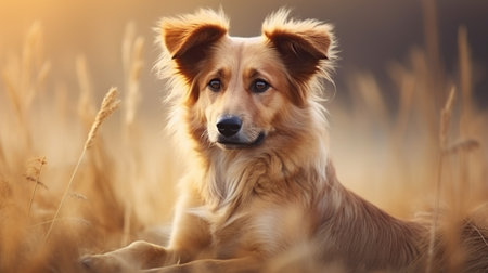 Portrait dog pet animal isolated nature background. AI generated imageの素材