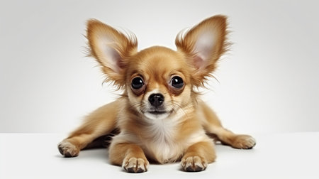 Portrait sitting dog pet animal isolated white background. AI generated imageの素材
