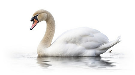 White Swan isolated on white background. AI generated imageの素材