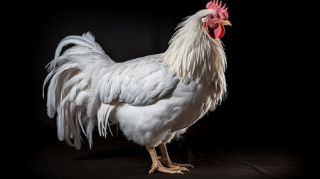 Portrait white chicken isolated background. AI generated imageの素材