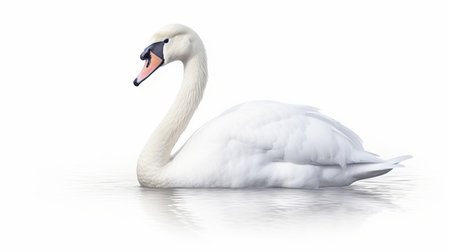 White Swan isolated on white background. AI generated imageの素材