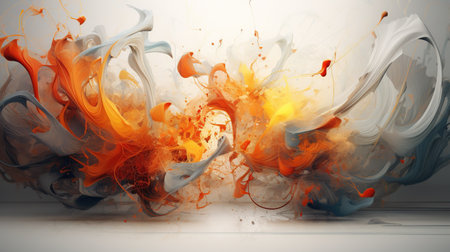 Abstract Paint colorful rainbow splash isolated white background. AI generated imageの素材