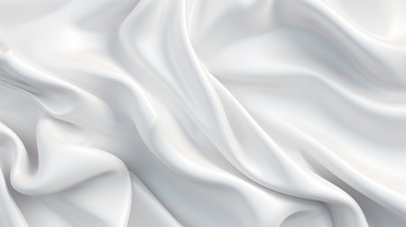 Luxury rippled white fabric background with copy space. AI generated imageの素材