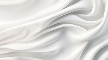 Luxury rippled white fabric background with copy space. AI generated imageの素材