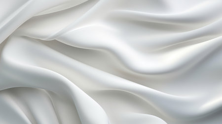 Luxury rippled white fabric background with copy space. AI generated imageの素材