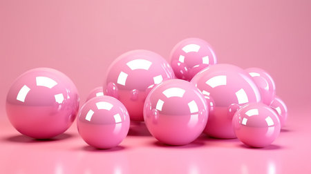 Pink shiny sphere balls background. AI generated imageの素材