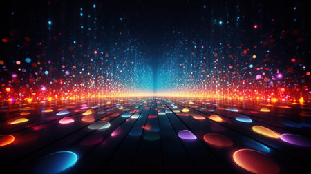 Futuristic light Blurred glitter Particles against Background. AI generated imageの素材
