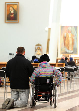KRAKOW, POLAND - April 24,2014: The Divine Mercy Sanctuary, Roman Catholic basilica dedicated to Divine Mercy devotion, as the resting place of Saint Faustina Kowalska, Krakowのeditorial素材