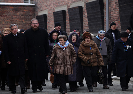 AUSCHWITZ, POLAND - JANUARY 27, 2015: 70th anniversary of the liberation of  German concentraction and extermination camp Auschwitzのeditorial素材