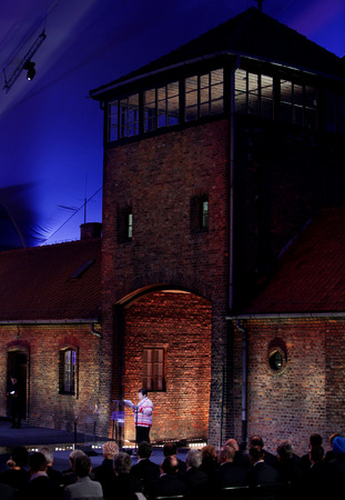 AUSCHWITZ, POLAND - JANUARY 27, 2015: 70th anniversary of the liberation of  German concentraction and extermination camp Auschwitzのeditorial素材