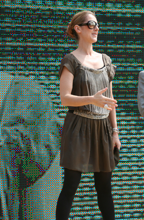 KRAKOW, POLAND - JUNE 28: Celine Dion in Krakow where she was honored with the first star on the Krakow Walk of Fame, Krakow, Poland on June 28, 2008.のeditorial素材