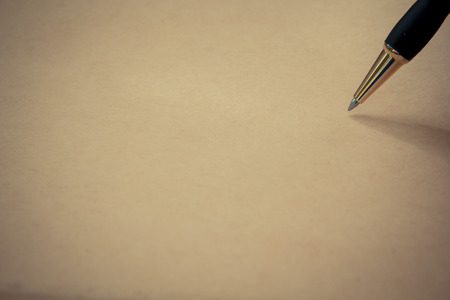 Close up Pen on paper, with copy space for textの写真素材