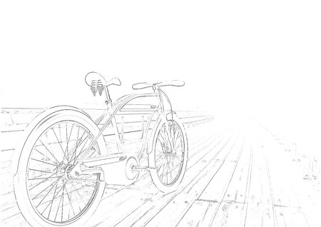 Trin Trin my  Bicycle is coming Landscape sketchingの写真素材