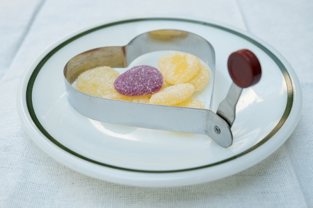 jelly heart  in heart baking ringの写真素材