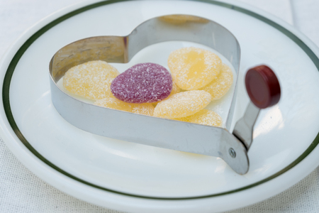 jelly heart  in heart baking ringの写真素材