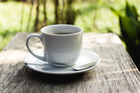 a cup of coffee on morningの写真素材