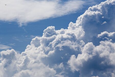 close up cumulonimbus cloud on blue sky for texture and background