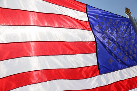 close up and silhouette United states of ameriaca flagの写真素材