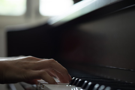 Piano keys ,side view of instrument musical tool,vintage effect.の写真素材