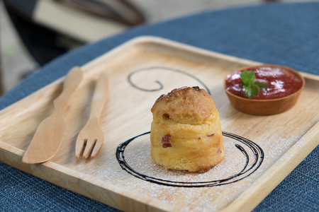 scone with strawberry jamの写真素材