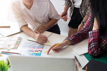 graphic design team creativity Ideas in modern office workplace.の写真素材