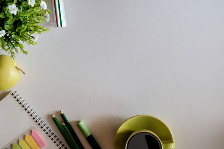 Workplace copy space for a present add word or product, hero header concept.の写真素材