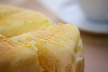 Closeup homemade Japan cheesecake.