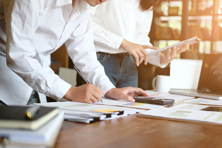Consult of business people talking and meeting with consulting finance data.の写真素材