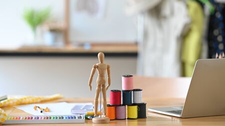 Closeup Fashion Designer Workplace Concept.の写真素材